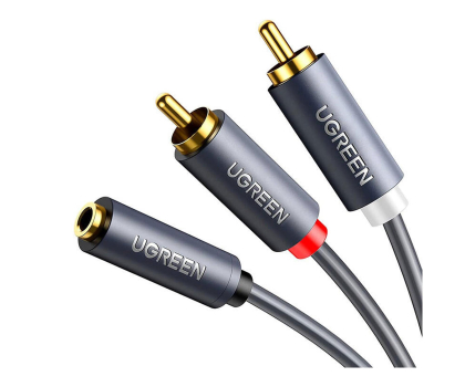 Kabel i złączka UGREEN AV102 Kabel 2x RCA Cinch jack 3.5 mm 1m czarny